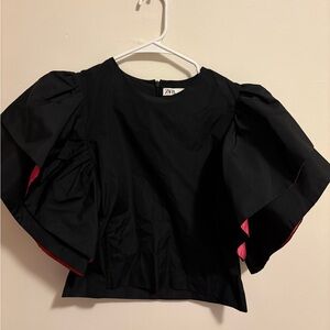 Zara Black Puffy Sleeve Shirt
